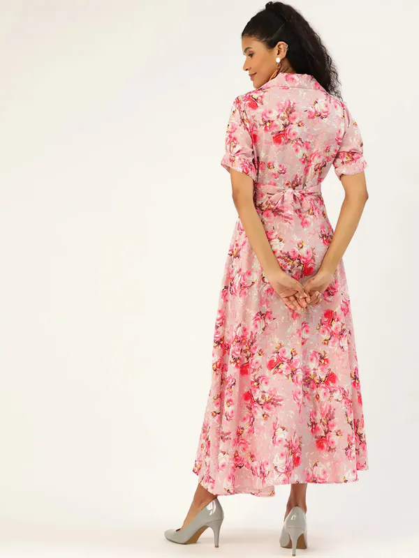 Pink_Floral_Printed_Shirt_Collar,Puff_Sleeves_Maxi_Dress